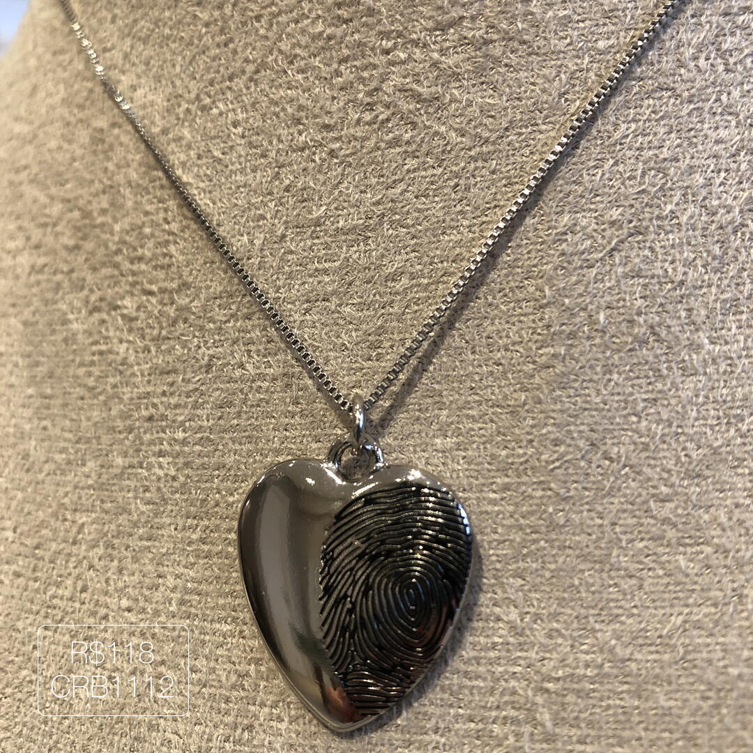 Colar Coração Impressão Digital